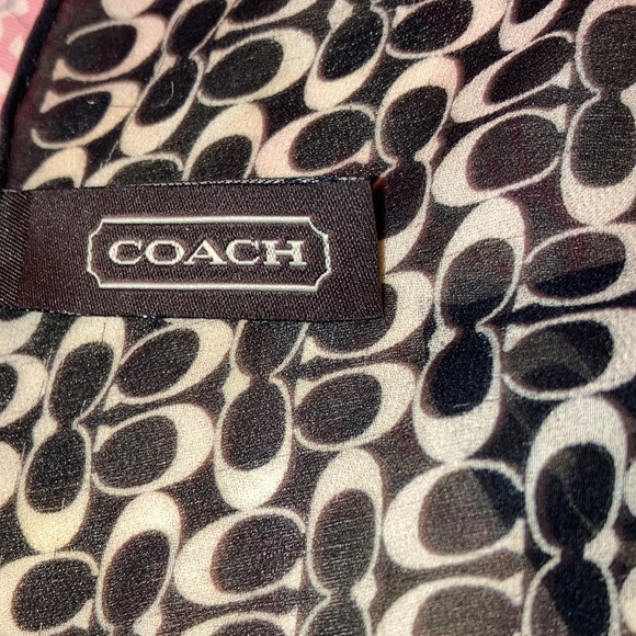 Coach Black White Silk Organza Logo Square Scarf - Picture 5 of 6